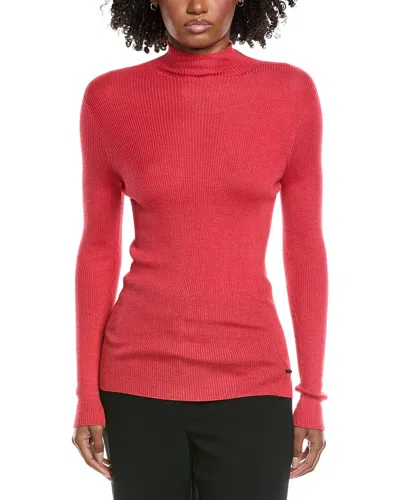 Akris Ribbed Mock Neck Cashmere & Silk-blend Sweater In Red