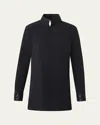 Akris Ribbon Foil Silk Crepe Tunic Blouse In Black