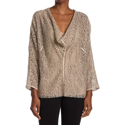 Akris Roman Numeral Cowl Neck Blouse In Canvas