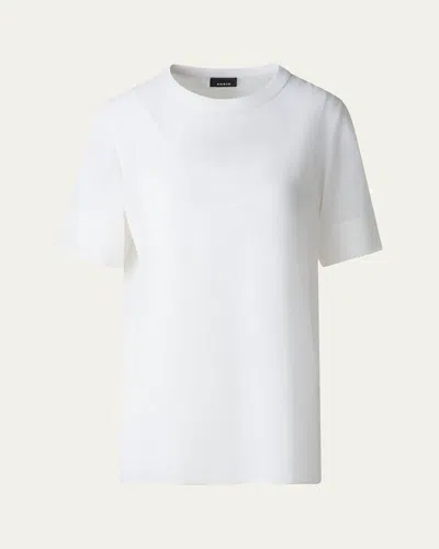 Akris Round Neck Silk Georgette Blouse In Ecru