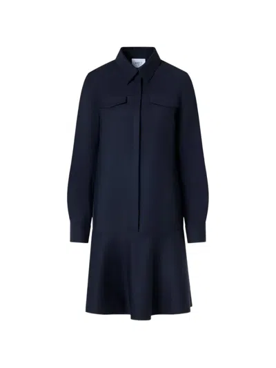 Akris Ruffled-hem Button-fastening Mini Dress In Blue
