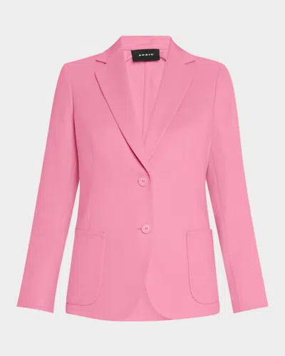 Akris Saigon Single-breasted Linen-silk Jacket In Pink