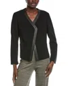 Akris Saphir Leather-trim Wool Jacket In Black