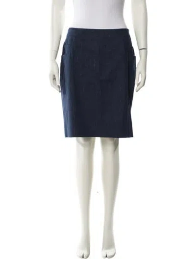 Pre-owned Akris Scalloped Accent Knee-length Skirt In Blue