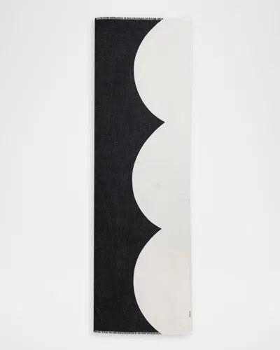 Akris Scalloped Cloud-print Cashmere Scarf In Black