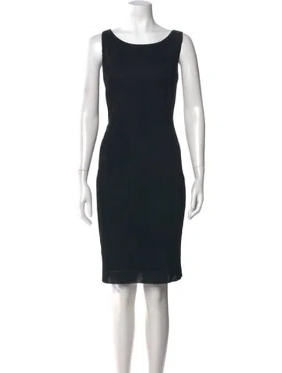 Pre-owned Akris Scoop Neck Knee-length Dress In Black
