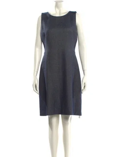 Pre-owned Akris Scoop Neck Knee-length Dress In Blue