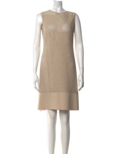 Pre-owned Akris Scoop Neck Knee-length Dress In Neutral