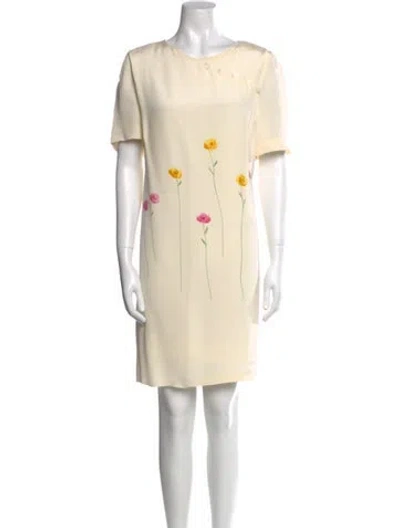 Pre-owned Akris Scoop Neck Knee-length Dress In Neutral
