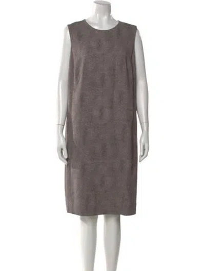 Pre-owned Akris Scoop Neck Knee-length Dress In Neutral