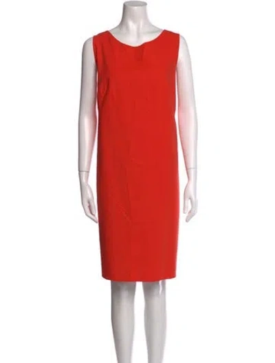 Pre-owned Akris Scoop Neck Knee-length Dress In Orange