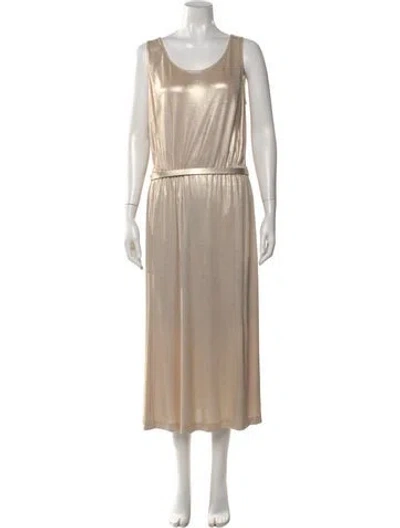 Pre-owned Akris Scoop Neck Long Dress In Neutral