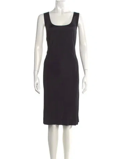 Pre-owned Akris Scoop Neck Midi Length Dress In Black