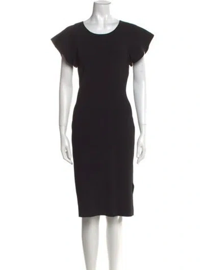 Pre-owned Akris Scoop Neck Midi Length Dress In Black