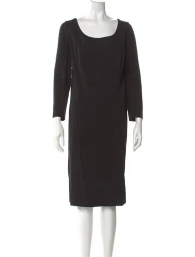 Pre-owned Akris Scoop Neck Midi Length Dress In Black