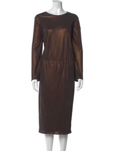 Pre-owned Akris Scoop Neck Midi Length Dress In Brown