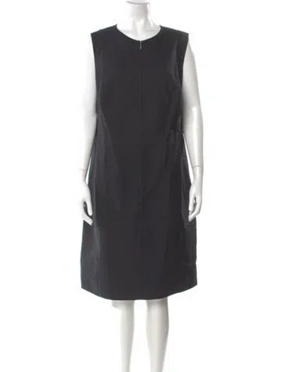 Pre-owned Akris Scoop Neck Midi Length Dress In Gray
