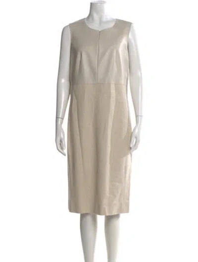 Pre-owned Akris Scoop Neck Midi Length Dress In Neutral
