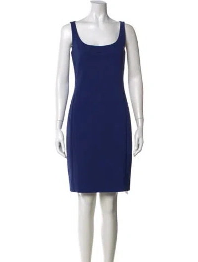 Pre-owned Akris Scoop Neck Mini Dress In Blue