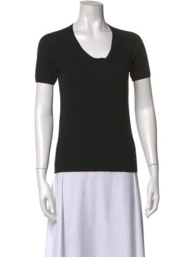 Pre-owned Akris Scoop Neck Short Sleeve T-shirt In Black