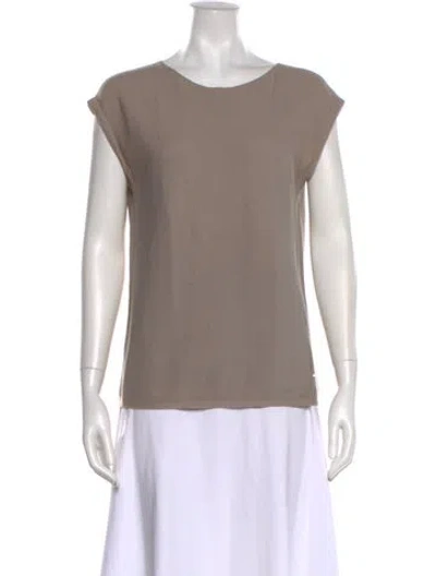 Pre-owned Akris Scoop Neck Short Sleeve T-shirt In Brown