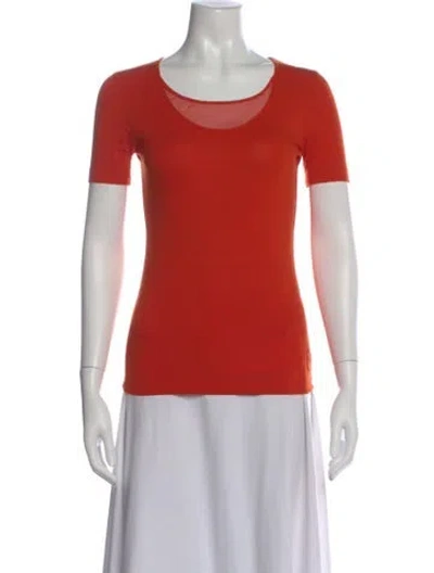 Pre-owned Akris Scoop Neck Short Sleeve T-shirt In Orange