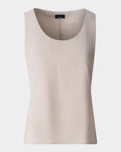Akris Scoop-neck Silk Georgette Tank Top In Greige
