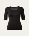 Akris Scoop-neck Silk Jersey T-shirt In Black