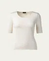 Akris Scoop-neck Silk Jersey T-shirt In Offwhite