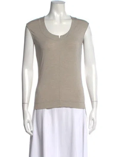 Pre-owned Akris Scoop Neck Sleeveless Top In Neutral