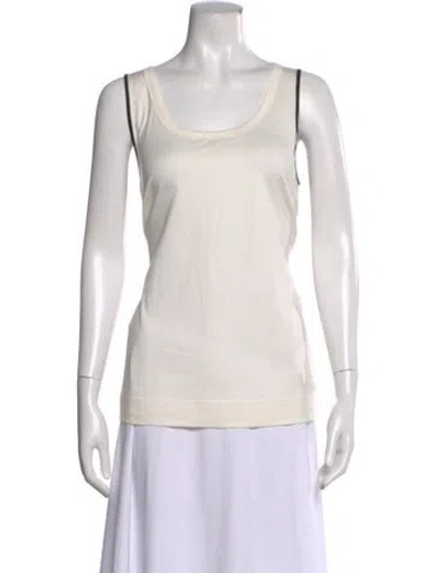 Pre-owned Akris Scoop Neck Sleeveless Top In White