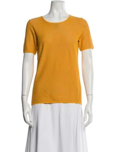 Pre-owned Akris Scoop Neck Sweater In Yellow