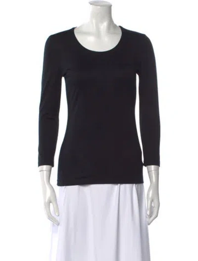 Pre-owned Akris Scoop Neck Three-quarter Sleeve T-shirt In Black