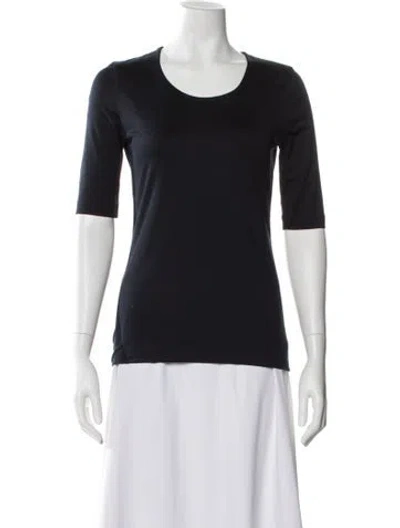 Pre-owned Akris Scoop Neck Three-quarter Sleeve T-shirt In Black