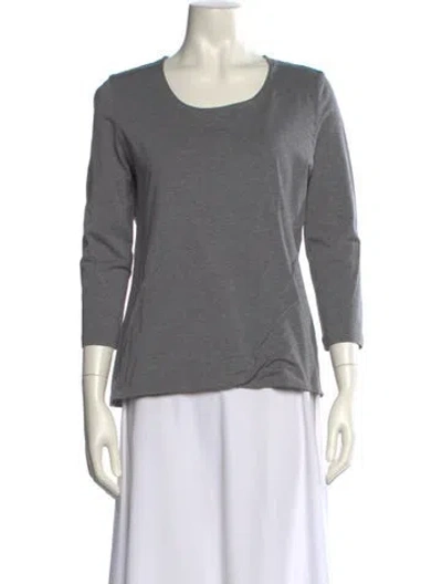 Pre-owned Akris Scoop Neck Three-quarter Sleeve T-shirt In Gray