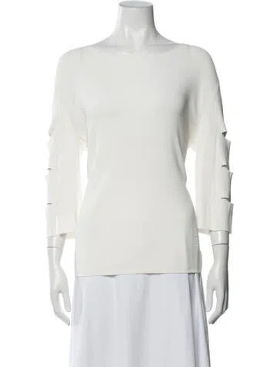 Pre-owned Akris Scoop Neck Three-quarter Sleeve T-shirt In White