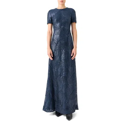 Akris Sea Fan Lace Gown In Blue