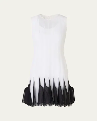 Akris Seamed Silk Organza Sleeveless Mini Dress In White