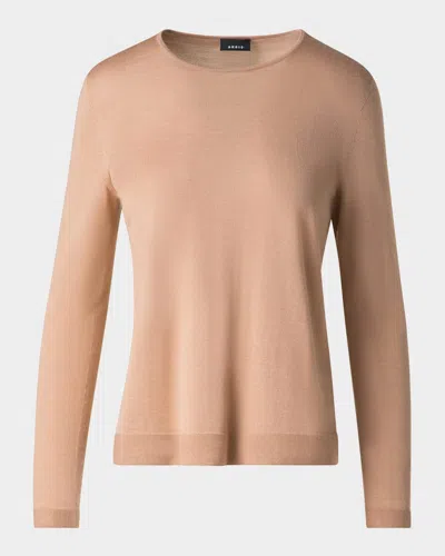 AKRIS SEAMLESS CASHMERE-SILK CREWNECK SWEATER