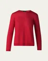 Akris Cashmere-silk Fine Gauge Seamless Knit Sweater In Ruby