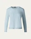 Akris Seamless Cashmere-silk Crewneck Sweater In Stone Blue