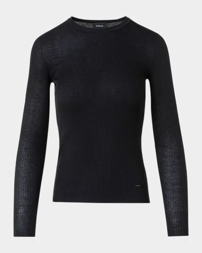 Akris Seamless Rib Knit Fitted Sweater In Black