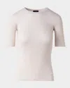 Akris Seamless Rib Short-sleeve Sweater In Greige