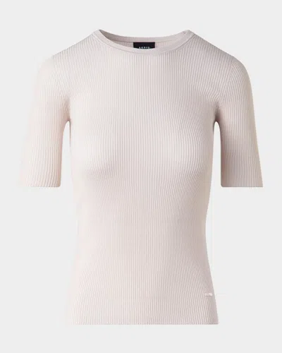 Akris Seamless Rib Short-sleeve Sweater In Greige