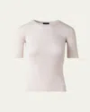 Akris Seamless Rib Short-sleeve Sweater In Greige