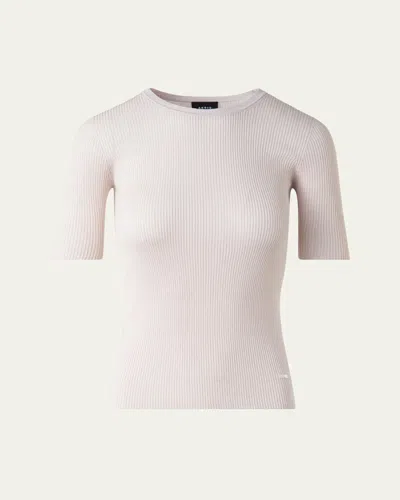 AKRIS SEAMLESS RIB SHORT-SLEEVE SWEATER