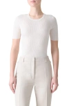 Akris Seamless Short Sleeve Silk & Cotton Rib Sweater