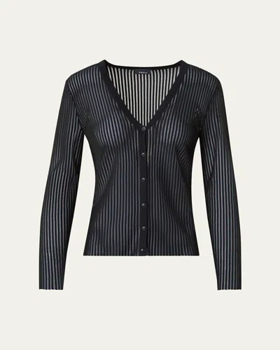 Akris Semi-transparent Lined Knit Cardigan In Black