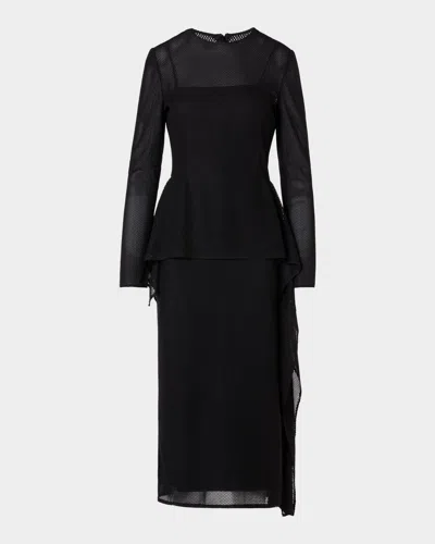 Akris Semi-sheer Technical Mesh Midi Dress In Black