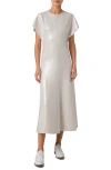 Akris Sequined Viscose-linen A-line Midi Dress In Greige